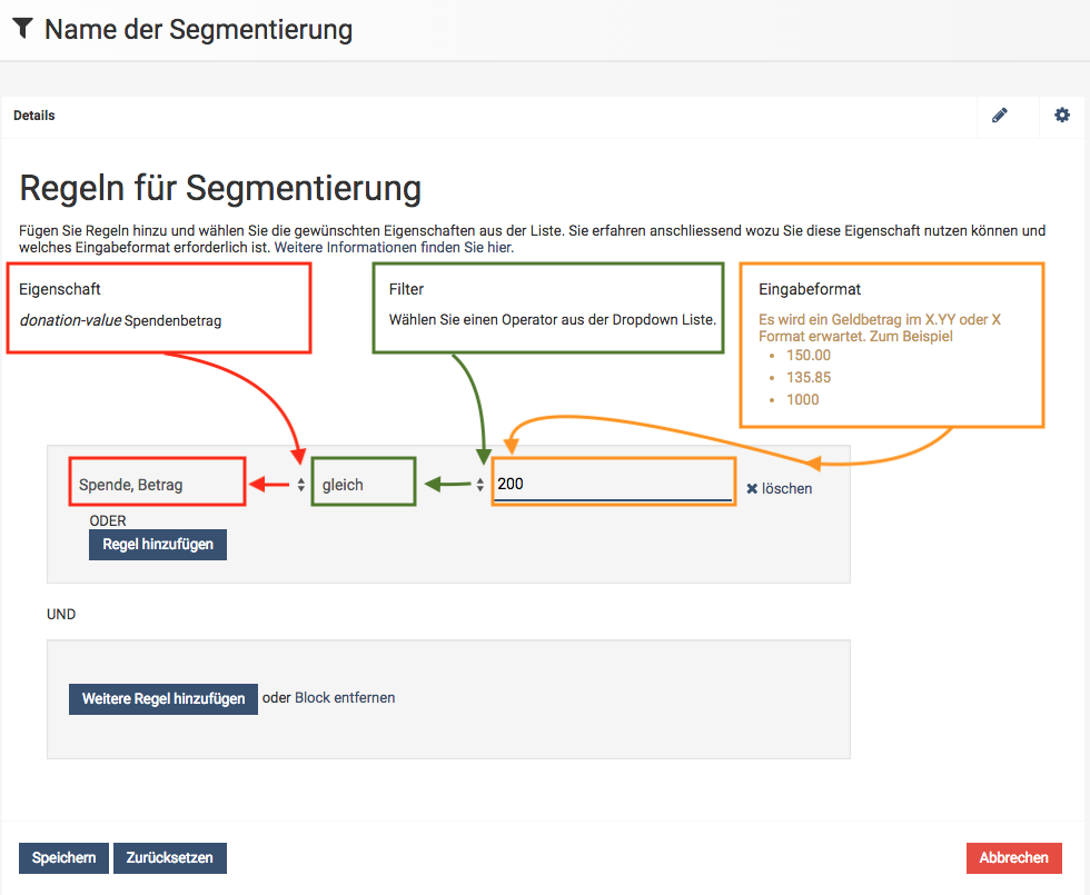 Segmentierung in der Spendensoftware Cura