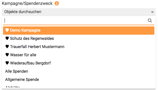 Favoriten werden in der Auswahl jeweils zuoberst gelistet und können dadurch schnell angewählt werden.